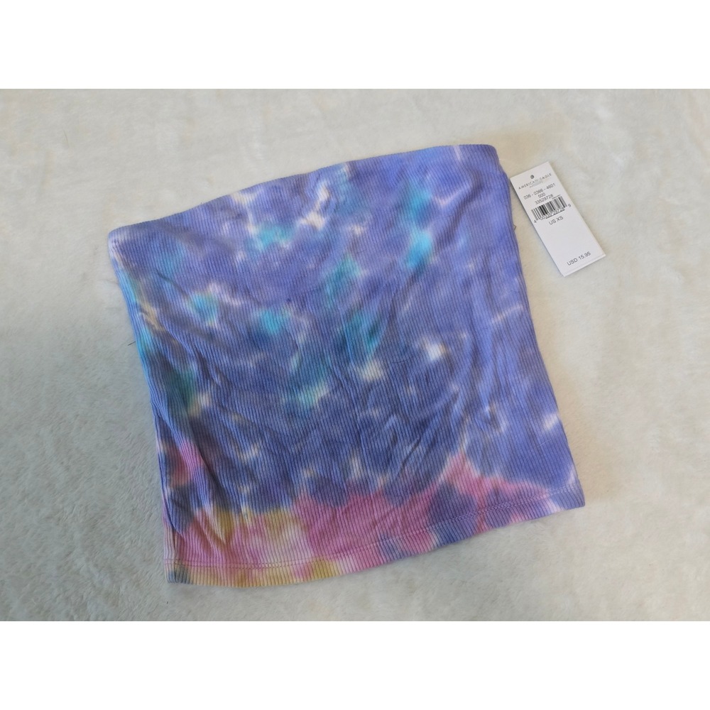 American Eagle Soft & Sexy Rib Tie Dye Tube Top Purple Blue XS NWT 0366-4601